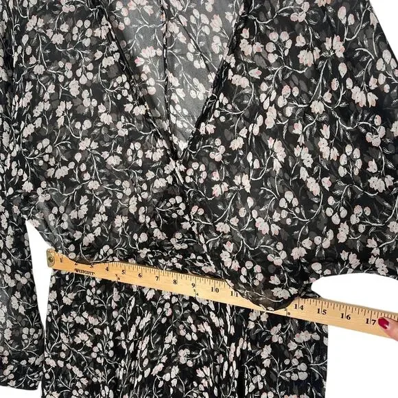 Poupette St Barth M Sheer Ilona Maxi Wrap Dress 100% Silk Long Sleeve Black NEW! - Picture 8 of 11